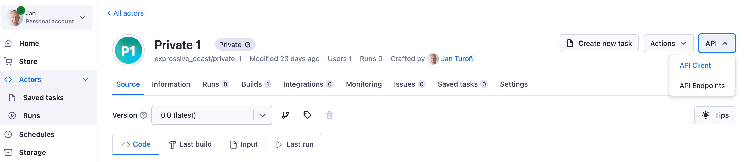 API button