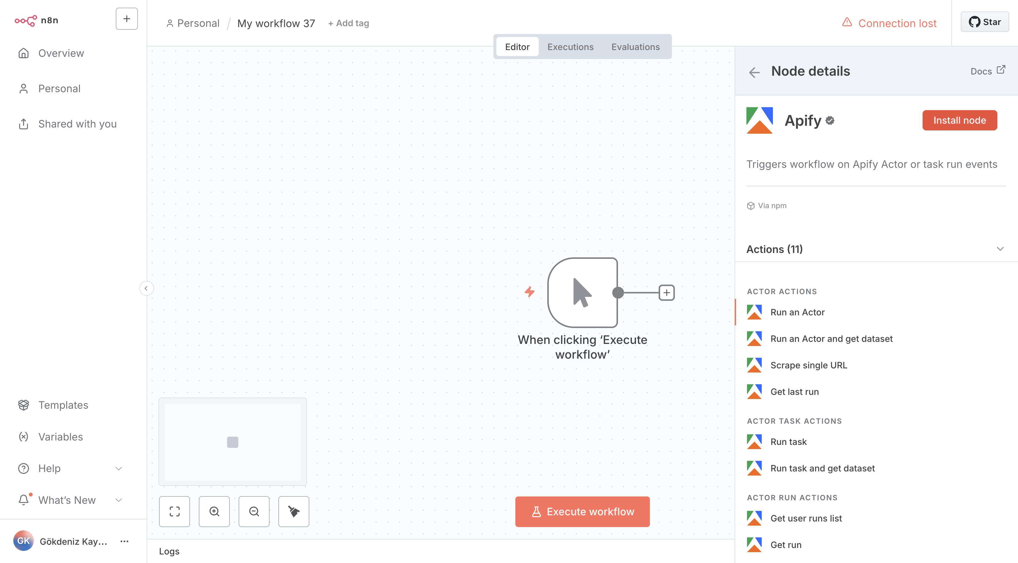 Apify Install Node